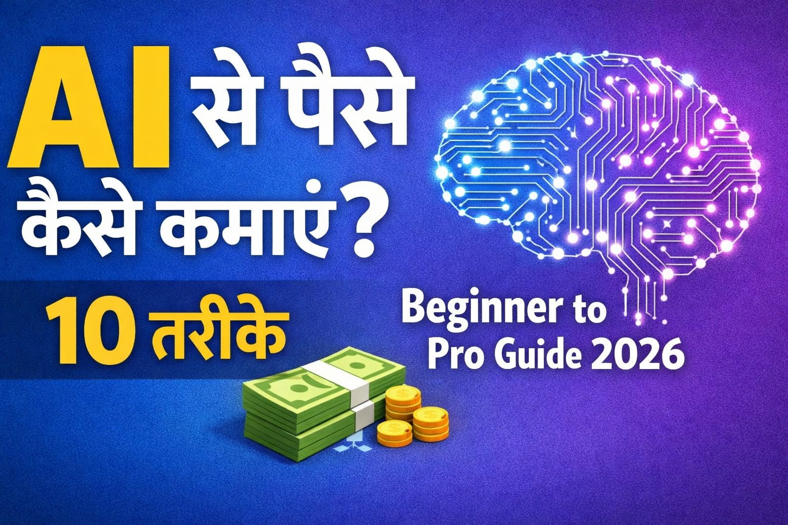 AI से पैसे कैसे कमाएं? 10 तरीके (Beginner to Pro Guide 2026)