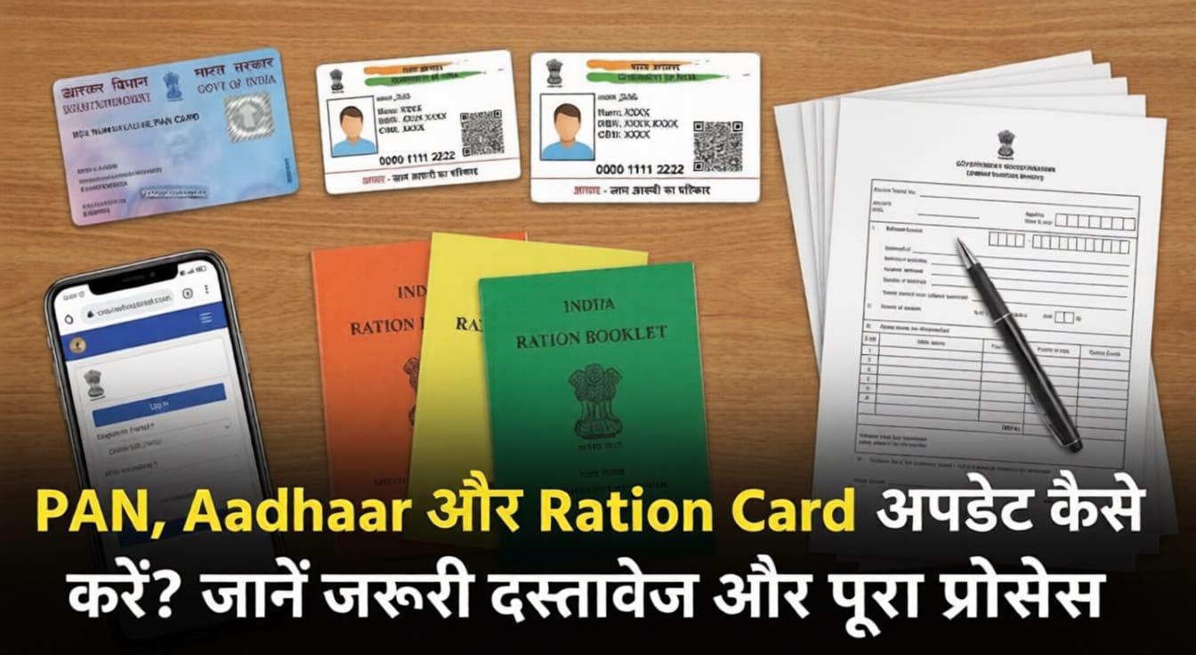 PAN, Aadhaar और Ration Card अपडेट कैसे करें? जानें जरूरी दस्तावेज और पूरा प्रोसेस