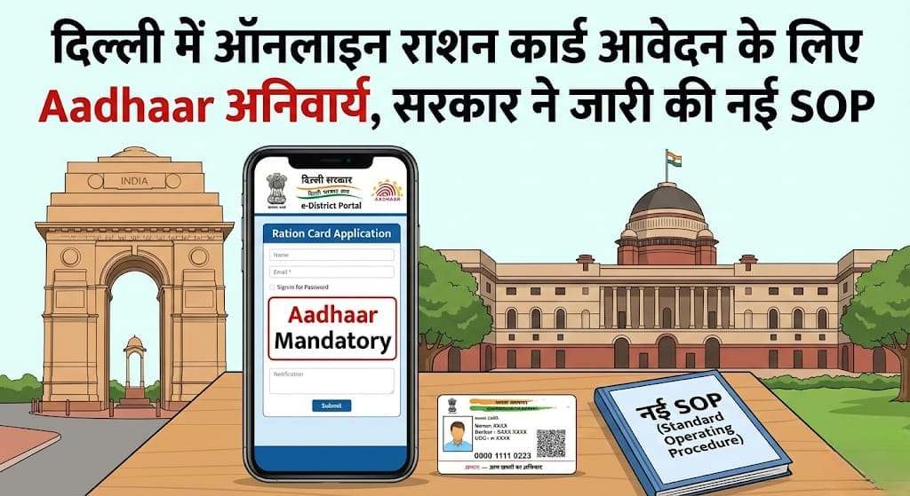 दिल्ली में ऑनलाइन राशन कार्ड आवेदन के लिए Aadhaar अनिवार्य, सरकार ने जारी की नई SOP